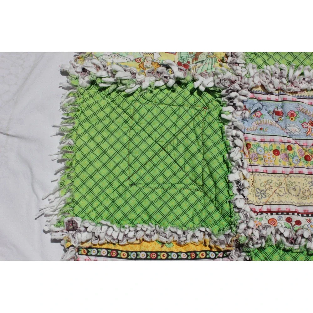 Cottage Core Denim Flannel Plaid's Rag Quilt,Granny Core Scrappy Rag Quilt 60x42